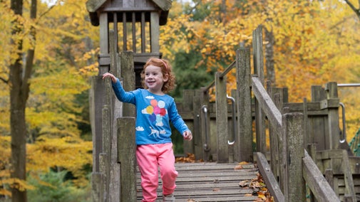A child plays at Wallington, Northumberland